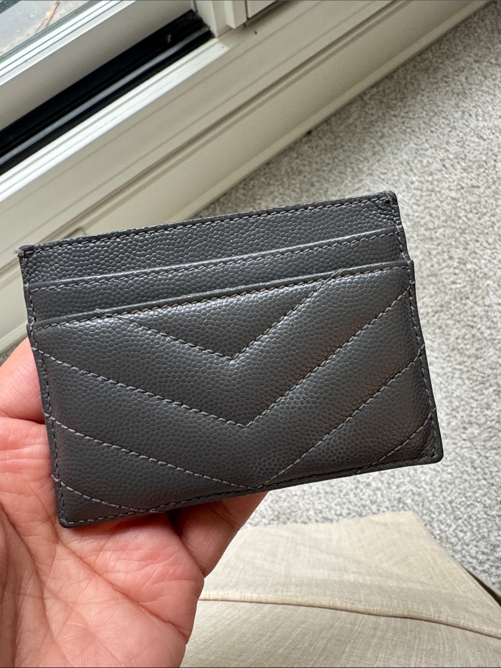 Saint Laurent Gray Quilted Card Holder with Gold YSL Hardware - Picture 12 of 15
